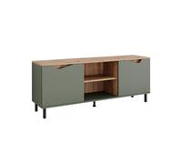 Vicco Meuble TV Marelle, Vert/Artisan, 150x60cm avec 2 Portes