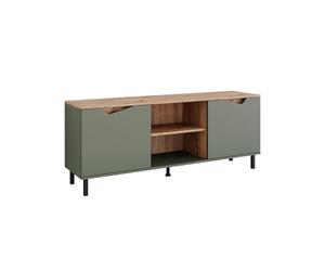 Vicco Meuble TV Marelle, Vert/Artisan, 150x60cm avec 2 Portes, Convient comme Meuble TV ou Meuble multimédia