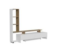 Vicco Meuble TV Tavora, Blanc/chêne, 168.2x120cm avec 2 tiroirs