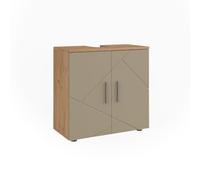 Vicco Meuble Vasque Simple Irma, Beige, 60x59cm | avec découpe pour siphon et étagère de rangement