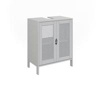 Vicco Meuble Vasque Simple Liora, Blanc, 48x60cm avec 2 Portes, pour Le Rangement des Accessoires de Salle de Bain et des Serviettes