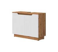 Vicco Meuble Vasque Simple Lotta, Chêne/Blanc rayé, 79.6x62.1cm avec 2 Portes