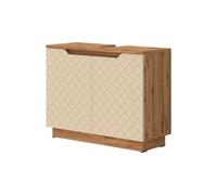 Vicco Meuble Vasque Simple Lotta, Chêne/Cachemire avec Structure en Carreaux, 79.6x62.1cm avec 2 Portes