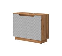 Vicco Meuble Vasque Simple Lotta, Gris, 79.6x62.1cm avec 2 Portes, Compatible avec Les siphons Standards et Nettoyage Facile