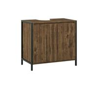 Vicco Meuble Vasque Simple Naola, Chêne/Noir, 70x65cm avec 2 Compartiments de Rangement fermés, pour Le Rangement des Accessoires de Salle de Bain et des Serviettes