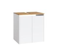 Vicco Meuble Vasque Simple Viktor, Blanc/Artisan, 60.2x65cm, avec découpe pour Siphon et étagère intérieure réglable en Hauteur