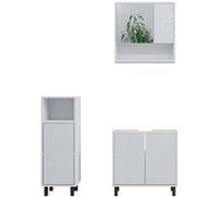 Vicco Ensemble de meubles de salle de bain Agasta, 3 pièces, avec armoire de milieu, Blanc Haute brillance
