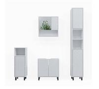 Vicco Meubles bain Agasta, Blanc, 4 pièces, avec armoire haute et commode Blanc G