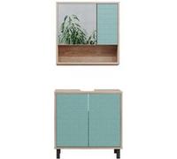 Vicco Ensemble de Meubles de Salle de Bain Agasta, Vert Menthe/Sonoma, 2 pièces
