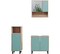Vicco Ensemble de meubles de salle de bain Agasta, 3 pièces, avec armoire de milieu, Vert menthe/Sonoma