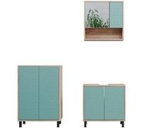 Vicco Ensemble de Meubles de Salle de Bain Agasta, Vert Menthe/Sonoma, 3 pièces