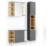 Vicco Meubles bain Aquis, Anthracite, 3 pièces, avec armoire haute Anthracite G