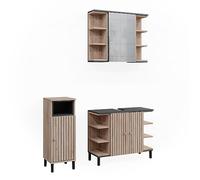 Vicco Meubles Bain Aquis, Sonoma, 79.6 cm, composé d’Un Meuble sous-lavabo, d’Une Armoire de Toilette et d’Une Colonne