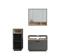 Vicco Meubles Bain Beatrice, Anthracite/Sonoma, 3 pièces avec Armoire de Milieu