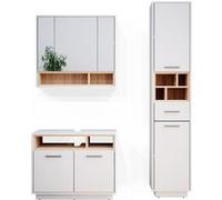 Vicco Ensemble de Meubles de Salle de Bain Beatrice, Blanc/Sonoma, 3 pièces, avec Armoire Haute