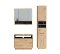 Vicco Meubles Bain Beatrice, Chêne Artisan/Anthracite, 3 pièces avec Armoire Haute