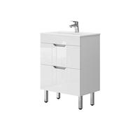 Vicco Meubles Bain Clayton, Blanc, 60 cm, composé d’Un Meuble sous-lavabo et d’Un lavabo