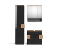 Vicco Meubles Bain Eden, Anthracite, 3 pièces, avec Armoire Haute
