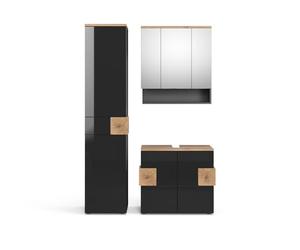 Vicco Meubles Bain Eden, Anthracite, 73 cm, composé d’Un Meuble sous-lavabo, d’Une Armoire Miroir et d’Une Colonne de Rangement