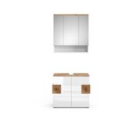 Vicco Meubles Bain Eden, Blanc Haute Brillance, 73 cm, composé d’Un Miroir de Salle de Bain et d’Un Meuble sous-lavabo