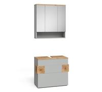 Vicco Meubles Bain Eden, Gris, 70 cm, composé d’Un Miroir de Salle de Bain et d’Un Meuble sous-lavabo