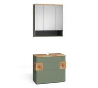 Vicco Meubles Bain Eden, Vert, 70 cm, composé d’Un Miroir de Salle de Bain et d’Un Meuble sous-lavabo