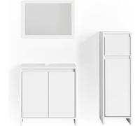 Vicco Meubles bain Emma, Blanc, 3 pièces, avec armoire centrale Blanc G