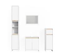 Vicco Meubles Bain Emma, Blanc/Sonoma 60 cm | 4 pièces · Meuble sous-vasque · Miroir · Armoire haute · Armoire mi-haute