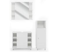Vicco Meubles bain Fynn, Blanc, 3 pièces, avec armoire centrale Blanc G