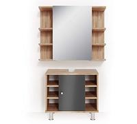 Vicco Meubles Bain Fynn, Chêne, 60 cm, composé d’Un Miroir de Salle de Bain et d’Un Meuble sous-lavabo