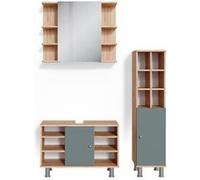 Vicco Meubles bain Fynn, Vert, 3 pièces, armoire basse 80 cm Vert G