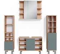 Vicco Meubles bain Fynn, Vert, 4 pièces, avec armoire haute Vert G