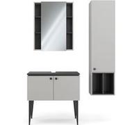 Vicco Meubles bain Gerta, Gris, 3 pièces, armoire suspendue 1 porte Gris G