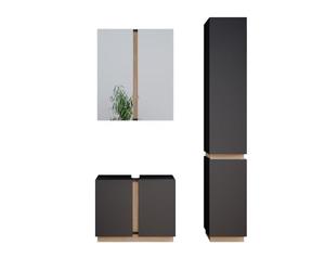 Vicco Meubles Bain Gloria, Anthracite, 70 cm, composé d’Un Meuble sous-lavabo, d’Une Armoire Miroir et d’Une Colonne de Rangement