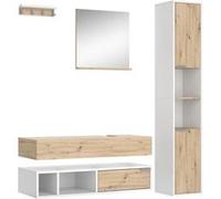 Vicco Ensemble de Meubles de Salle de Bain Henri, Blanc/Chêne Artisan, 5 pièces