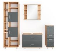 Vicco Meubles bain Ilias, Anthracite/chêne doré, 4 parties Anthracite/chêne doré G