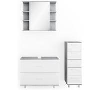 Vicco Meubles bain Ilias, Béton/blanc, 3 parties Béton/blanc G