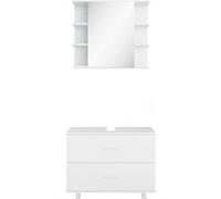 Vicco Meubles bain Ilias, Blanc, 2 pièces, armoire basse 80 cm Blanc G