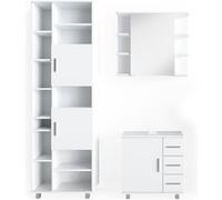 Vicco Meubles bain Ilias, Blanc, 3 pièces, avec armoire basse 60 cm Blanc G