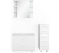 Vicco Meubles bain Ilias, Blanc, 3 pièces, avec armoire centrale Blanc G