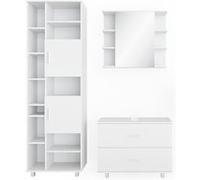 Vicco Ensemble de meubles de salle de bain Ilias, 3 pièces, avec armoire haute, Blanc