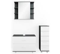 Vicco Meubles bain Ilias, blanc/anthracite, 3 parties blanc/anthracite G