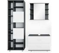 Vicco Ensemble de meubles de salle de bain Ilias, 3 pièces, avec armoire haute, Anthracite/Blanc