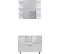 Vicco Meubles bain Ilias, Blanc Haute brillance, 2 pièces, meuble bas 80 cm Blanc Haute brillance G
