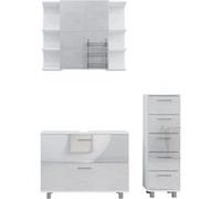 Vicco Meubles bain Ilias, Blanc Haute brillance, 3 pièces, avec meuble bas 80 cm Blanc Haute brillance G