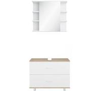 Vicco Meubles bain Ilias, Blanc/Sonoma, 2 pièces, armoire basse 80 cm Blanc/Sonoma G