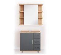 Vicco Meubles Bain Ilias, Chêne, 60 cm, composé d’Un Miroir de Salle de Bain et d’Un Meuble sous-lavabo