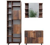 Vicco Meubles bain Ilias, Chêne rustique, 3 pièces, avec armoire haute Chêne rustique G