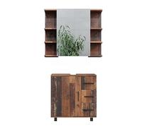 Vicco Meubles Bain Ilias, Chêne Rustique, 60 cm, composé d’Un Miroir de Salle de Bain et d’Un Meuble sous-lavabo