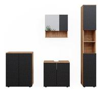 Vicco Ensemble de meubles de salle de bain Irma, 4 pièces, avec armoire haute et commode, Chêne de force doré/Anthracite